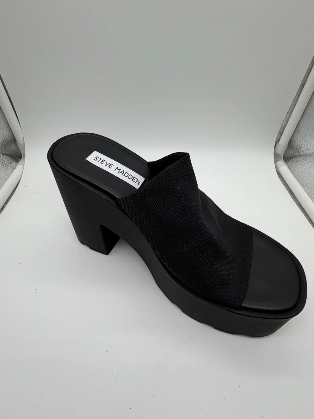 Steve Madden Black Chunky Platform Mule Heels